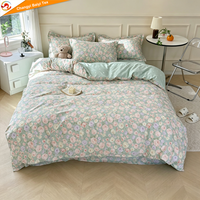 Ensemble de literie en coton 100% de style européen et américain, ensemble de draps imprimés à fleurs, ensemble de housse de couette taille king, linge de lit de luxe