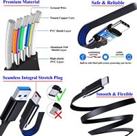 USB 3.0 Type A Mâle vers USB-C USB 3.1 Type C Mâle Hôte 10Gbps Plat Mince Nouille Câble de Données pour Ordinateur Portable et Téléphone