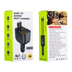 Chargeur rapide pour téléphone Chargeur de voiture Lecteurs MP3 Prise en charge de la carte TF/USB Type-C/USB Lumière RVB Portable <span class=keywords><strong>Transmetteur</strong></span> FM sans fil BT - Product Image 6