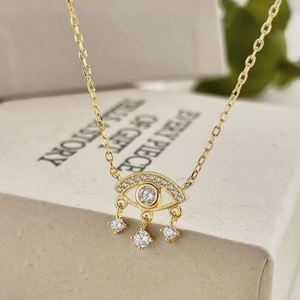 Dylam Dainty 2024 Valentine's Day Gift S925 Silver Rhodium 18K Gold Plated 5A Cubic Zirconia Eye Pendant Link <b>Chain</b> Necklaces - Product Image 3
