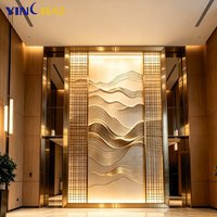 Diviseurs de pièce personnalisés en acier inoxydable avec motif de montagne découpé au laser et rétroéclairage pour la décoration intérieure d'hôtel, de club ou de villa