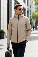 Vestes décontractées pour hommes avec logo personnalisé, veste softshell pour hommes, veste softshell minimaliste à coutures scellées avec capuche pour hommes