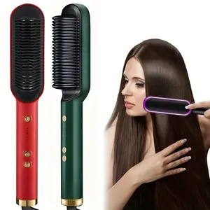 Heat Straightener Brush Negative Ions Electric Hot Comb Hair Straightener