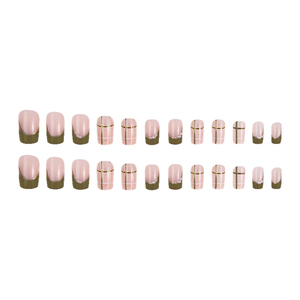 Faux <span class=keywords><strong>ongles</strong></span> carrés <span class=keywords><strong>vert</strong></span> <span class=keywords><strong>olive</strong></span> minimalistes en ABS pour presser, à coller, adaptés au bureau, vente en gros - Product Image 4