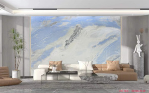 Đánh bóng đá cẩm thạch trắng tự nhiên sàn màu xanh bầu trời trắng đám mây Nội Thất Tường và sàn thiết kế với đèn nền tự nhiên - Product Image 3