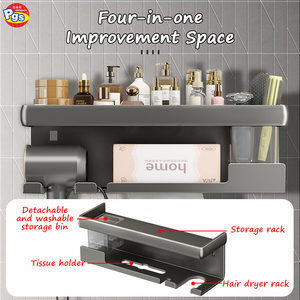 Support mural Prodigy PS10 en plastique noir sans perforation pour salle de bain, toilettes, cuisine et articles pour bébés - Product Image 3