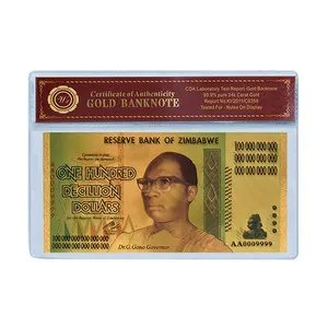 Banconote di carta da collezione Non-valuta all'ingrosso banconote di carta dello Zimbabwe banconote banconote in oro 24k banconote in dollari