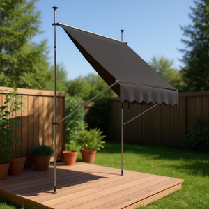 Auvent de terrasse 6,0 m, structure en aluminium, tissu polyester, protection solaire, extérieur, autoportant, style moderne - Product Image 2