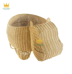 Rattan Hippo Shaped <b>Storage</b> <b>Basket</b> Eco-Friendly Handwoven Cute Animal Design Home Decoration <b>Storage</b> Box Kids Nursery <b>Toy</b> - Product Image 4