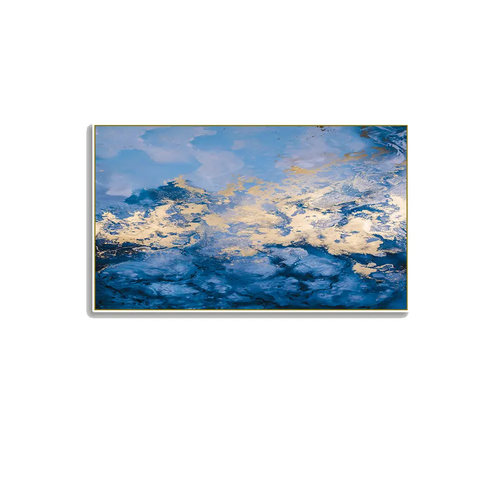 Pintura abstrata em tela azul, imagem de quadro para decoração de parede