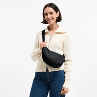 Sac bandoulière léger et écologique en nylon imperméable avec fermeture éclair, sangle réglable en polyester, idéal pour la gym et le sport