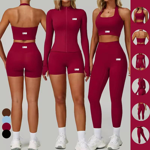 Set Sportivo Personalizzato con LOGO, 4 Pezzi, Abbigliamento da <span class=keywords><strong>Donna</strong></span> per Atletica, Fitness, Yoga, Allenamento, Completi da Palestra per <span class=keywords><strong>Donna</strong></span> - Product Image 1