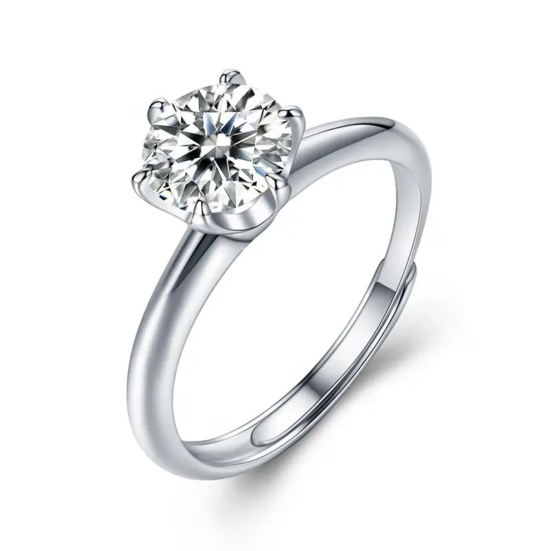 Классическое кольцо из 925 стерлингового серебра с шестью когтями, 3 карат, Муассанит, модная форма, родиевое покрытие, свадьба, вечеринка, юбилей