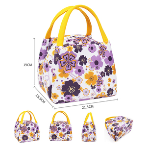 Custom Printed Flower Aluminum Foil <strong>Women</strong> Tote PU Leather Food Insulated Thermal <strong>Lunch</strong> <strong>Bag</strong> - Product Image 5