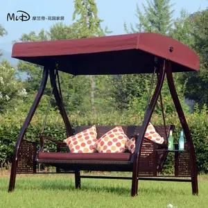 Outdoor Patio Zonnescherm Regen Proof Cane Swing Stoel Voor Drie