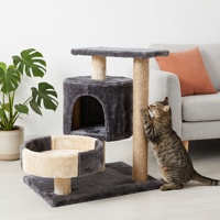 Arbre à chat en sisal avec lit rond en peluche, gain de place, directement de l'usine