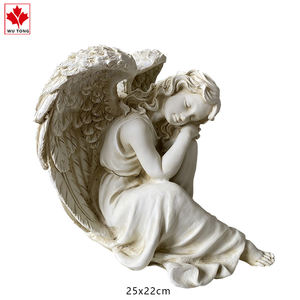 ガーデンヤード & ホームデコレーションギフト用の翼付き人工スタイルガーディアンエンジェル樹脂工芸品カスタム - Product Image 2