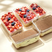 Boîte à gâteau en PET de qualité alimentaire, emballage transparent pour pâtisserie, mini boîte à dessert mousse, étui cadeau, logo personnalisé