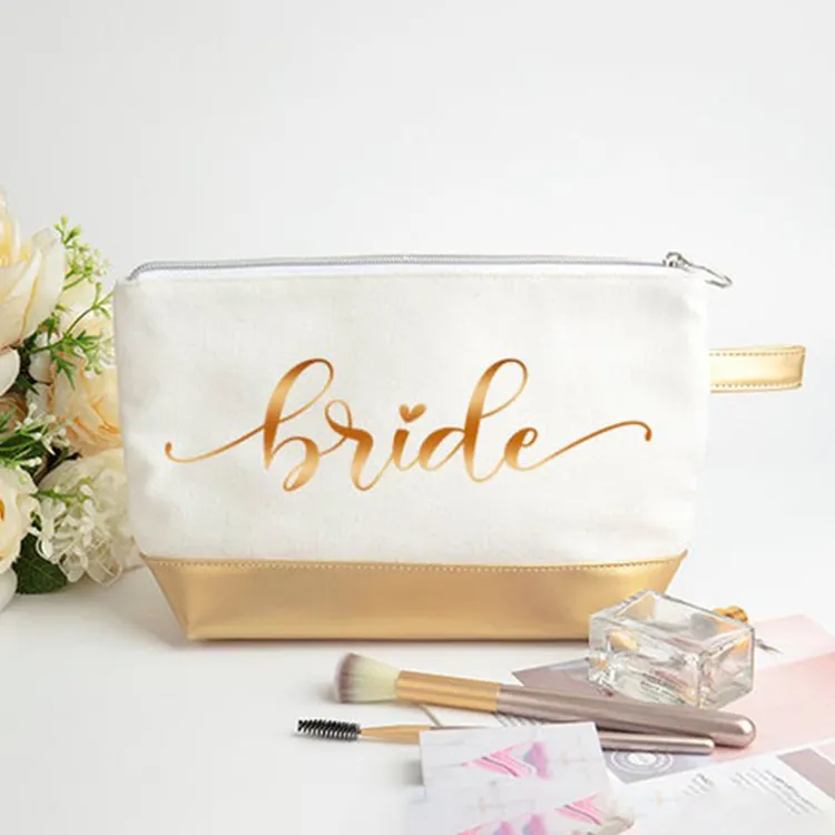 Tas Makeup Pengiring Pengantin Wanita, Tas Kanvas Kulit