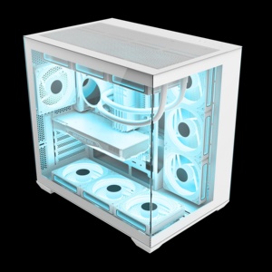 Chất lượng cao giá rẻ Giá máy tính trường hợp màu trắng đầy đủ biển xem Tempered Glass Tủ ATX Kích thước chơi game trường hợp - Product Image 6