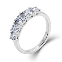 Perhiasan Mewah HPHT 1.571ct Cincin Berlian Lima Batu Buatan Laboratorium Perak 925 Cincin Pernikahan Berlian Fashion untuk Wanita
