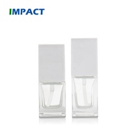 30 ml 15 ml bouteille en verre recyclable carrée avec pompe pulvérisateur par sérigraphie/feuille d'estampage pour crème de soin de la peau autres cosmétiques