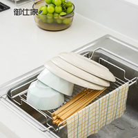 Escurridor de Platos Extensible de Acero Inoxidable SUS304, Cesta de Drenaje para Fregadero, Organizador de Almacenamiento de Platos y Tazones para Cocina