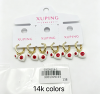 XUPING Vente en gros Boucles d'oreilles créoles cœur plaqué or 14K avec breloque émail colorée pendante pour femme Bijoux de mode