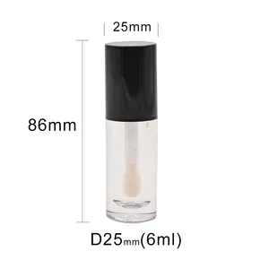 7mm große Bürstens tange runde Lip gloss Tube Lippenstift glasur leere Tube Spender flasche