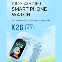 Montre Téléphone Mobile 4G K26 pour Enfants, Double Usage Collier/Bracelet, Paiement, GPS, Appel Vidéo, Carte SIM Incluse