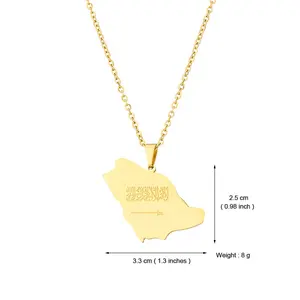 Ethlyn السعودية خريطة العلم سحر قلادة عقيق فضية اللون اللون/الذهب اللون مجوهرات من المملكة العربية السعودية النساء الفتيات