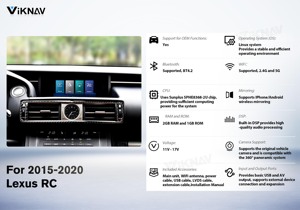 Boîtier décodeur de voiture avec interface de mise à niveau du système Linux Viknav compatible avec Lexus RC 2015-2020, CarPlay sans fil, Android Auto, Autolink, Airplay - Product Image 4