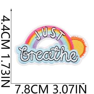 Waves Embroidery Nonwoven Felt Polyester Thread Cloth Patch Ironing Rainbow Computer Label Clothes Decoration Car Badge Hat - Product Image 2