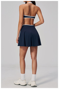 Nouvelle jupe de tennis respirante pour l'extérieur, avec soutien-gorge contrastant à rayures, taille haute, pour le fitness et le golf – Ensemble de jupes de tennis - Product Image 6
