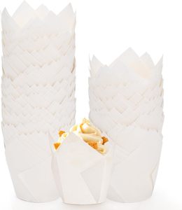 Trắng không thấm mỡ cấp thực phẩm paper15cm 16 cm Tulip cupcake lót Baking Ly bánh nướng xốp wrapper cho tiệc cưới sinh nhật - Product Image 1