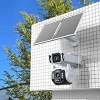 Cámara Solar 4G con Tarjeta SIM, Doble Lente, 4G LTE, Cámara de Seguridad para Exteriores, 4MP, Audio Bidireccional, Visión Nocturna, Seguimiento de Movimiento Humano, Integrada