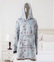 Selimut Hoodie Anak yang Dapat Dipakai, Menyala dalam Gelap, Ukuran Besar, Bahan Sherpa Flanel, Selimut Hoodie TV dengan Lengan