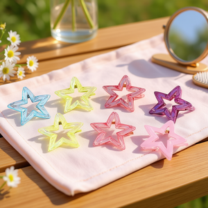 Pinzas para el cabello con forma de estrella de acrílico Tj Star, 8 cm, coloridas, a la moda, para mujeres y niñas, informales, de alta calidad - Product Image 2