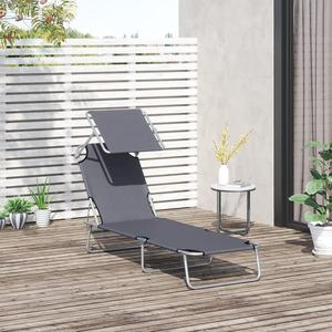 Chaise de bronzage extérieure pliante réglable à 4 positions chaise de plage inclinable chaise longue pour terrasse piscine arrière-cour patio - Product Image 1