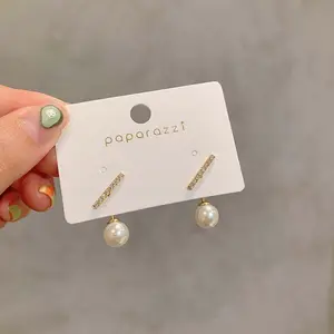 Nuovo Coreano Cristallo Linea Metal Perla Orecchini Per Le Donne Ragazza Semplice Colore Oro Piccolo Argento Clip su Orecchino