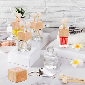 Ambientador de aire de botella de Perfume de coche superventas de 8ml, difusor de Perfume de coche transparente, botella vacía con tapa de madera negra y <span class=keywords><strong>Clip</strong></span> de ventilación - Product Image 2