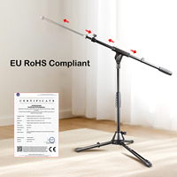 Support de microphone télescopique réglable Yinyu MS001T, perche télescopique 48-87 cm, base en métal pour studio et scène