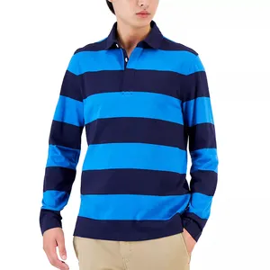 Custom Top Selling Design Team Sports Cheap Striped Rugby Polo Shirt Long Sleeve Rugby Polo