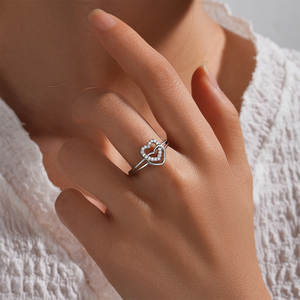แหวนรูปหัวใจประดับเพชรซิคอนสีขาวจาก CANNER Fine Jewelry แหวนเงินแท้ 925 รูปหัวใจสำหรับหมั้นและแต่งงาน แหวนอินฟินิตี้สำหรับผู้หญิง - Product Image 3