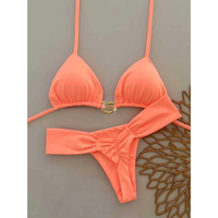 Nouveau Bikini Orange Sexy 2026 – Maillot de Bain Brésilien String à Nouer sur les Côtés pour Plage et Spa