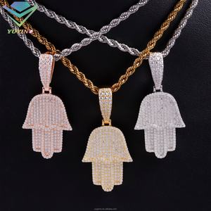 Yy Custom 925 Silver Plam Pendant 3 Tones Hip Hop Jewelry with Pass Diamond <b>Tester</b> Custom Moissanite Pendant & Charm - Product Image 1