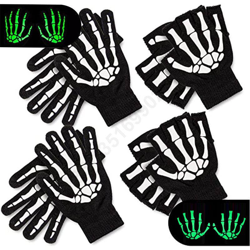 Детские и взрослые зимние эпоптические перчатки без пальцев для взрослых женщин мужчин зимние вязаные флуоресцентные перчатки на полпальца