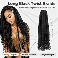 Goddess Extensions de cheveux en vrac pour tresses au crochet, en fibre haute température douce, ondulation naturelle, 20 mèches, style Faux Locs
