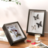 Marco de Fotos Rectangular 3D con Caja de Sombra, Tablero Artificial, Hecho a Mano, para Colgar en la Pared, con Espécimen de Mariposa