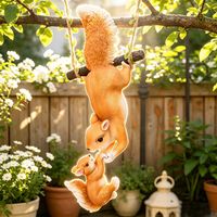 Ornement créatif en résine en forme d'écureuil simulé, pendentif pour pot de fleurs, décoration de jardin, accessoire suspendu DIY, emballage en boîte en papier